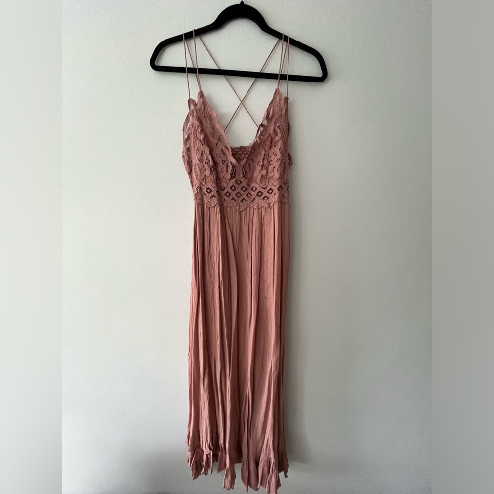Free People dusty rose maxi dress M